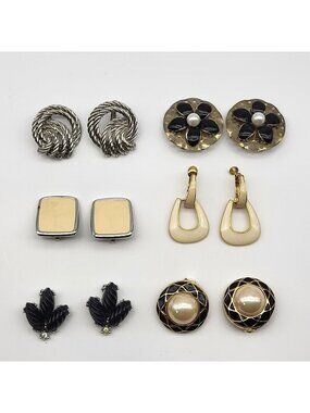 Beautiful Clip Earrings Vintage Lot collection enamel faux pearl Monet & more